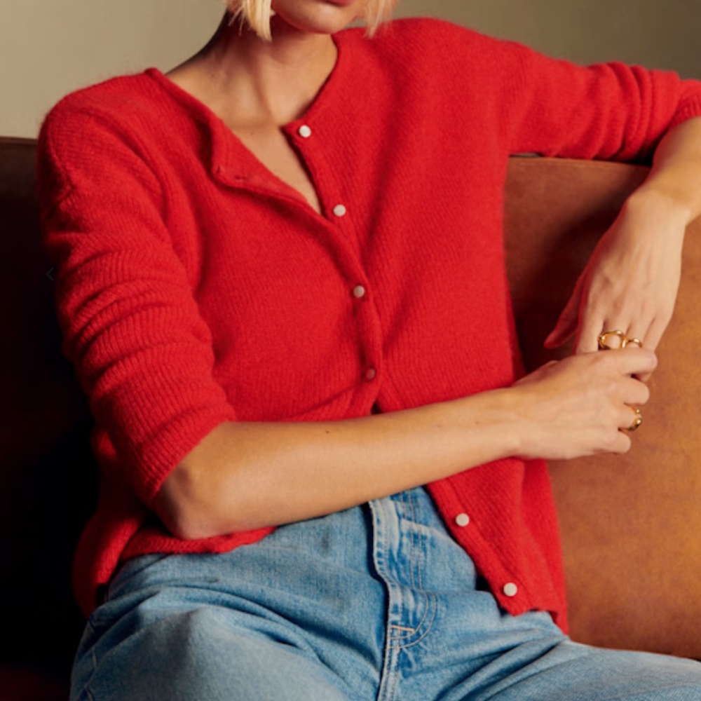 Sezane Gaspard Cardigan (Red, Size Small), Like New
